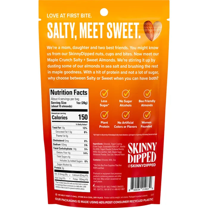 Skinny Dipped Salty Sweet Maple Crunch Almonds Mix 4 oz