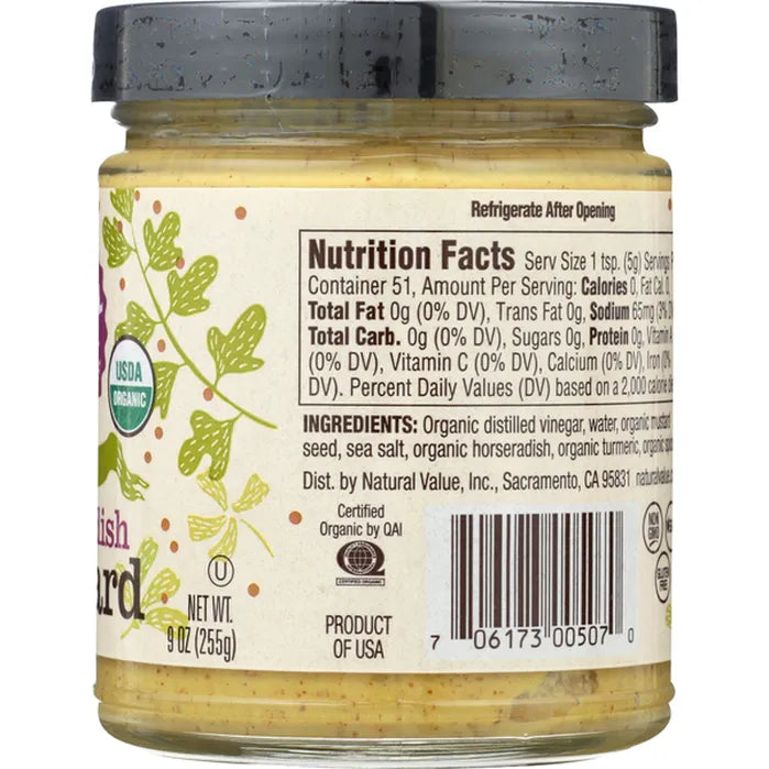 Natural Value Organic Horseradish Mustard 9 oz