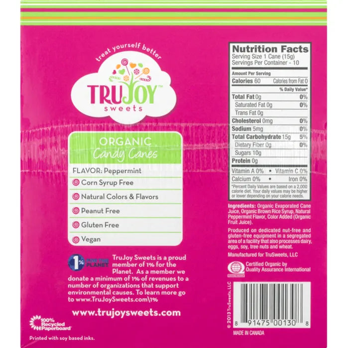 TruJoy Sweets Organic Candy Canes 10 CT