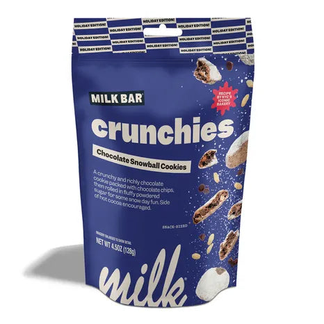 Milk Bar Crunchies Chocolate Snowball Cookies 4.5 oz