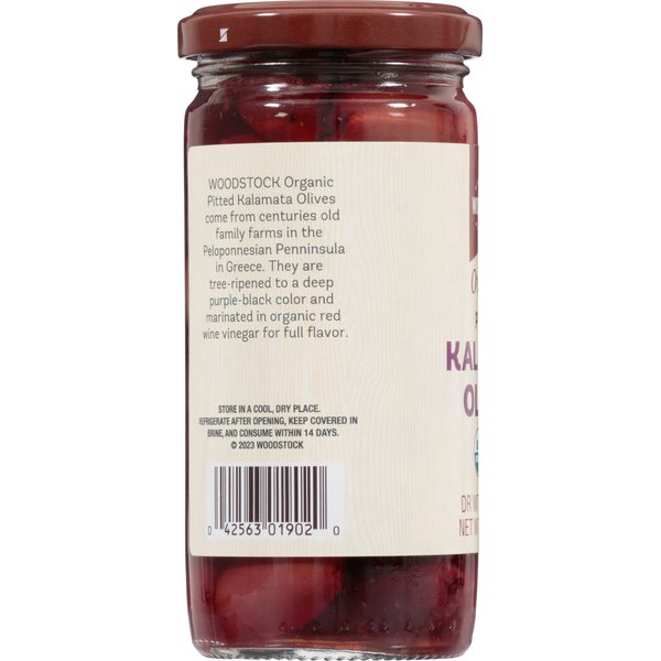 Woodstock Non-GMO Pitted Olives Kalamata 8.4 oz