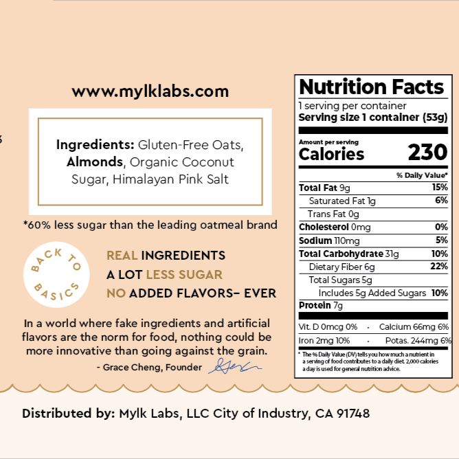 Mylk Labs Oatmeal Cup Almond Pink Salt 1.88 OZ