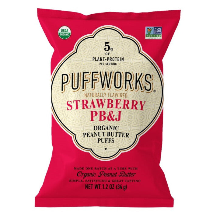 Puffworks Peanut Butter Corn Puffs Strawberry Pb&J 1.2 OZ