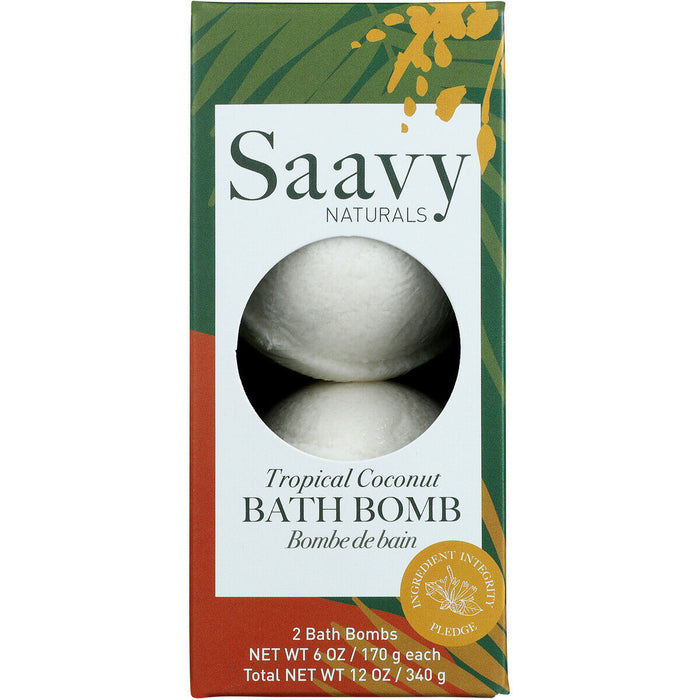 Saavy Naturals Bath Bomb Duo Tropical Coconut 12 Oz