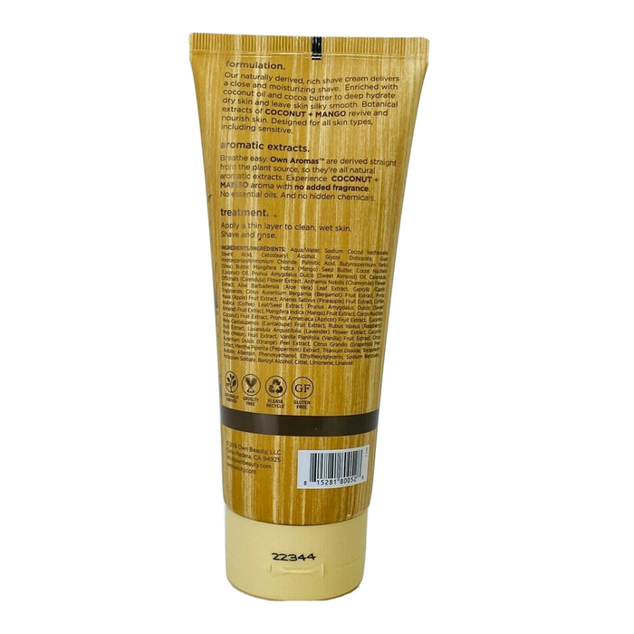 Own Beauty Coconut Plus Mango Shave Cream 6.7 Oz