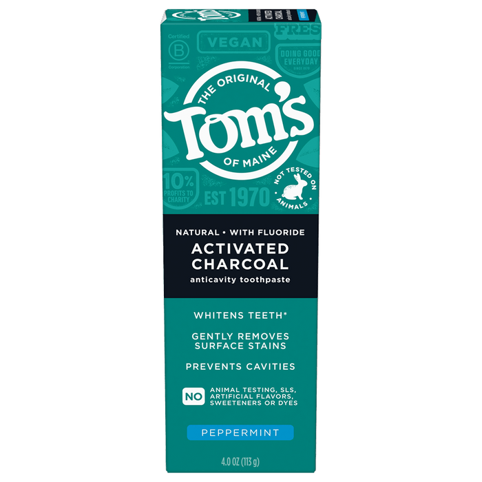 TOMS OF MAINE ACTIVATED CHARCOAL ANTICAVITY TOOTHPASTE Peppermint 4.0 OZ