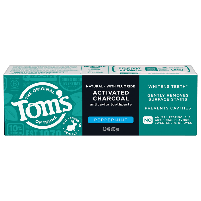 TOMS OF MAINE ACTIVATED CHARCOAL ANTICAVITY TOOTHPASTE Peppermint 4.0 OZ